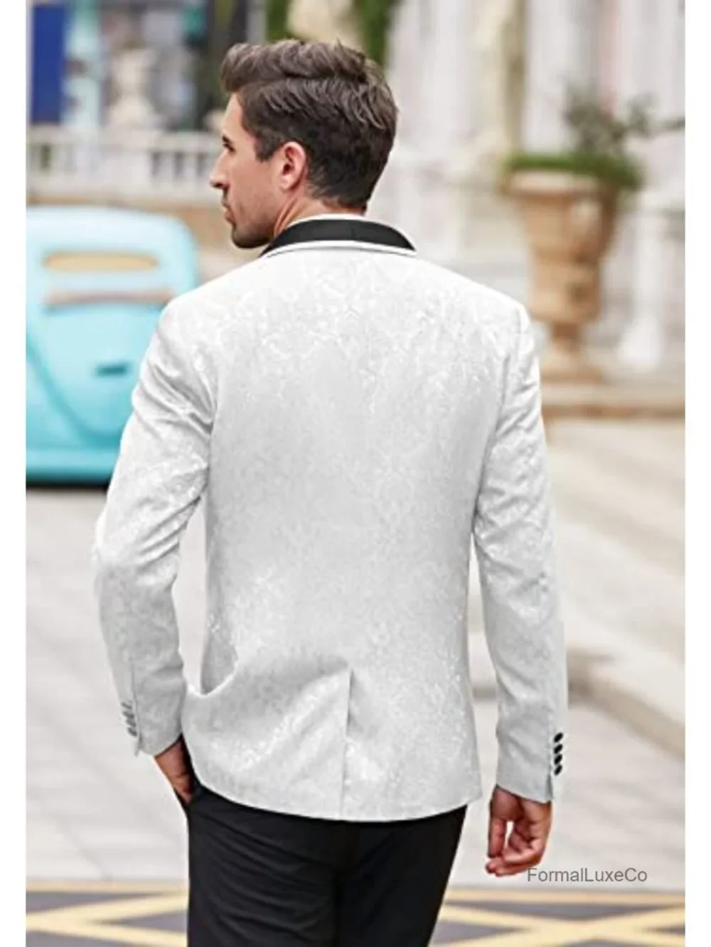 Men's Floral Tuxedo Jacket Paisley Dinner Blazer Shawl Lapel